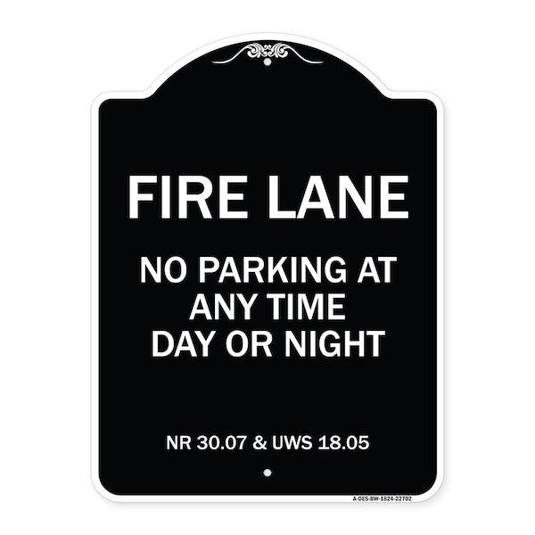Signmission Wisconsin Fire Lane No Parking Anytime Day or Night Heavy-Gauge Alum Sign, 24" x 18", BW-1824-22702 A-DES-BW-1824-22702 - main